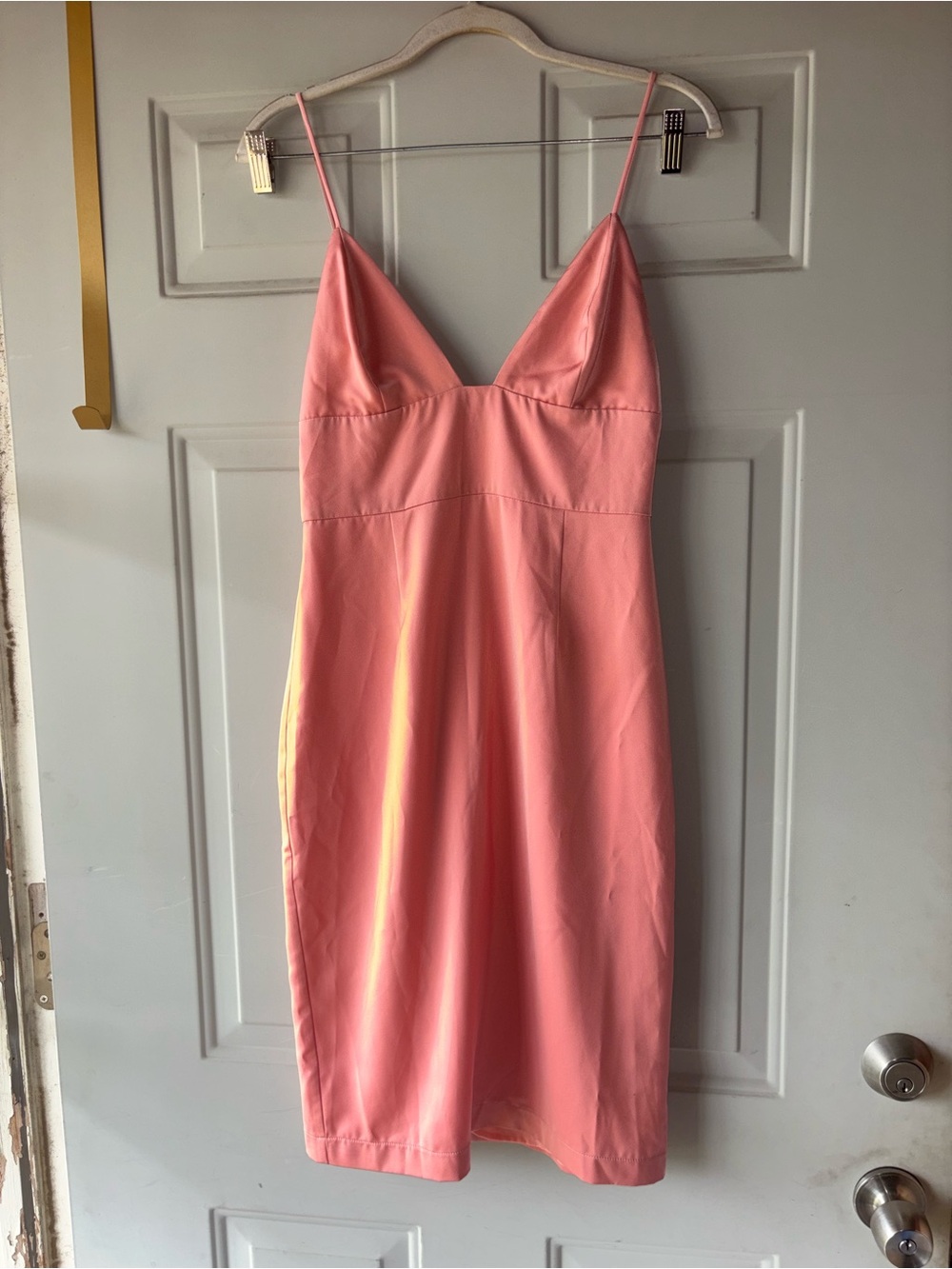 NBD peach satin slip dress size S